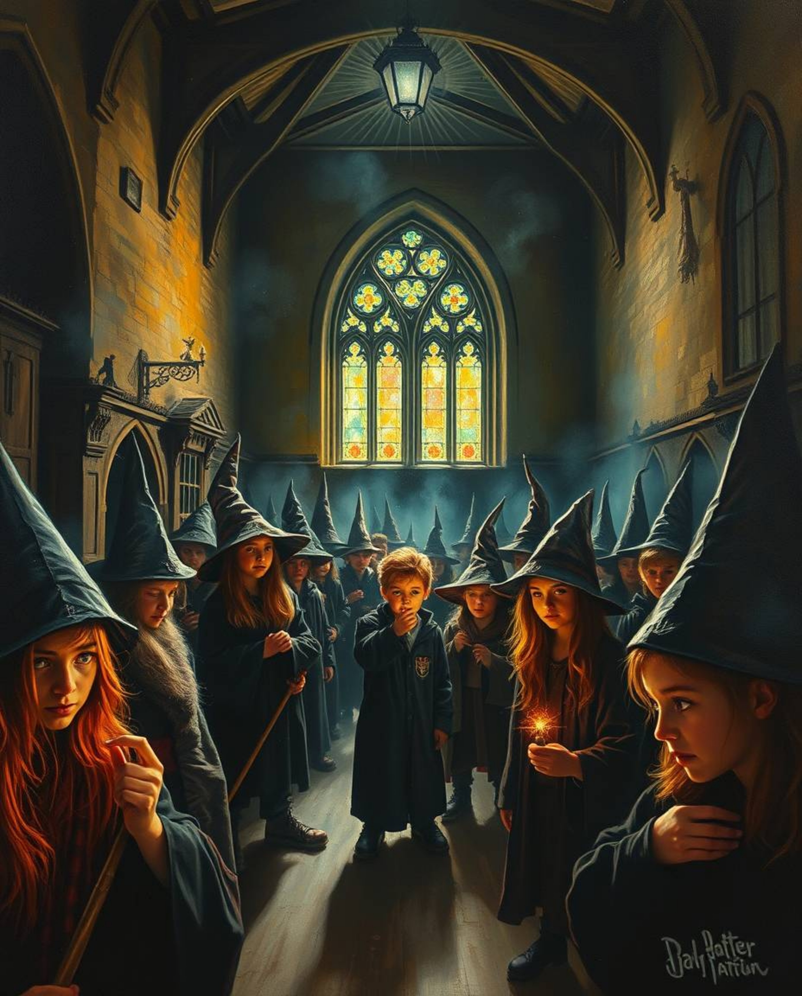 Explore a magical school brimming with young wizards, brought to life in a classic oil painting style. Experience the captiva
