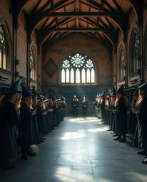 Explore a magical school teeming with young wizards, beautifully depicted in a captivating split-screen composition. Experie