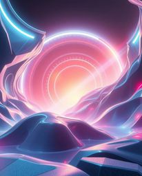 Capture the essence of a modern future with epic lens glow lighting, showcasing futuristic 3D fluid shapes and a strong, mood