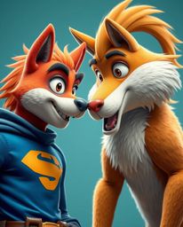 Find the perfect high-resolution stock photo featuring a captivating scene of a talking animal sidekick aiding a hero on thei
