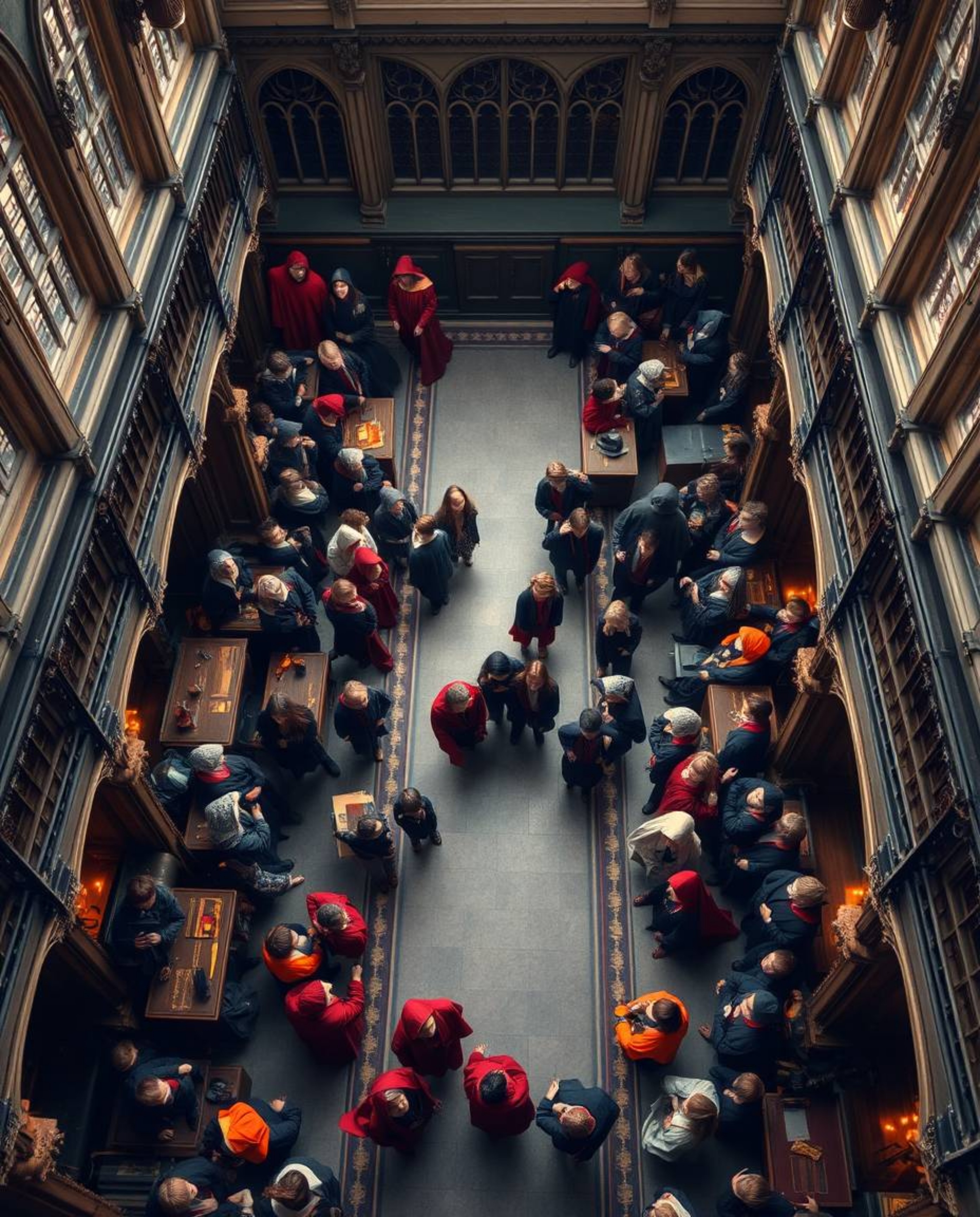 Discover the enchanting world of a magical school through a stunning overhead photograph.  This high-resolution image showcas