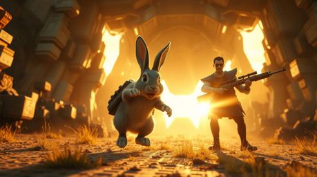Experience an epic scene set in a massive, futuristic world, bathed in the warm, golden light of either a fresh sunrise or a 