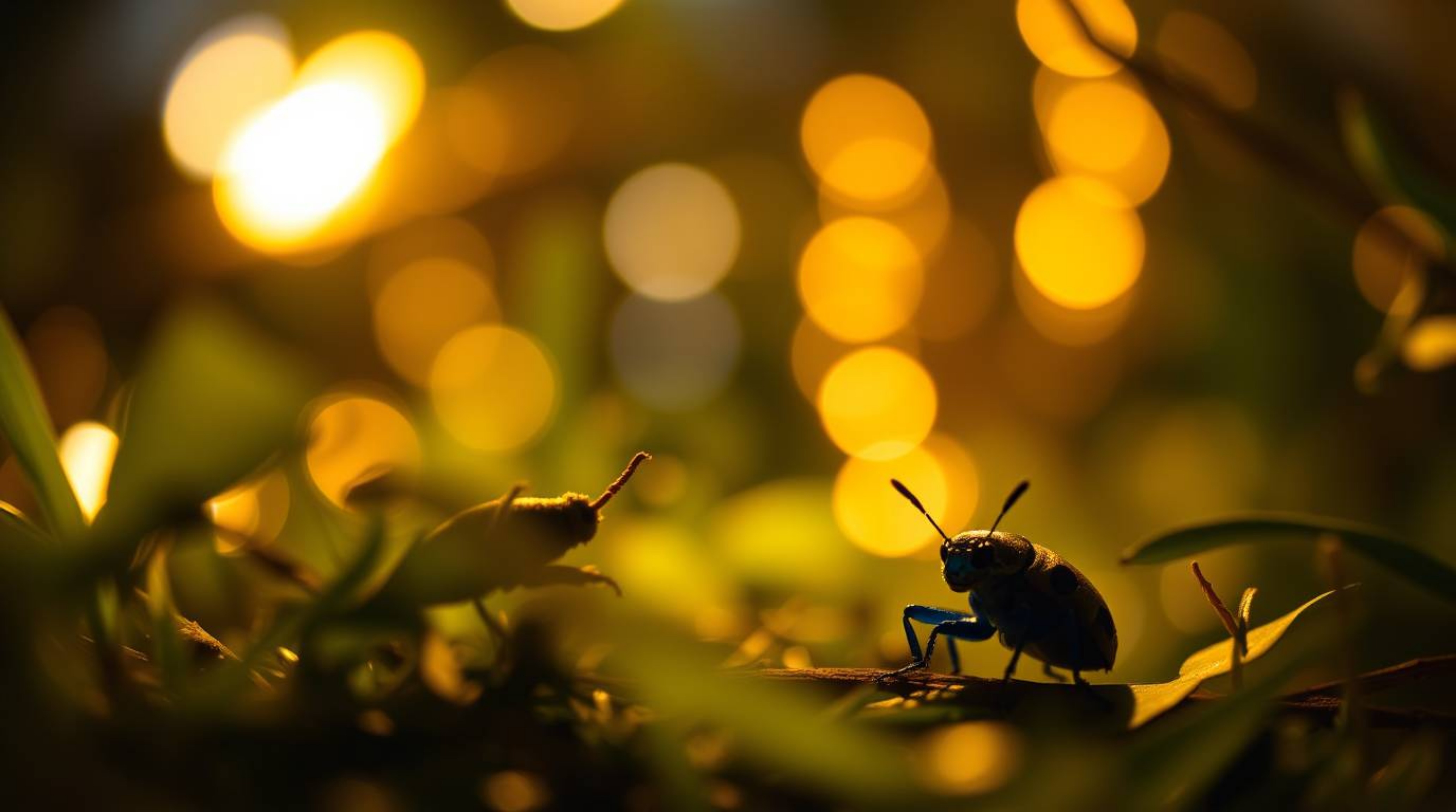 Explore a whimsical world with a bug-sized hero venturing through a backyard jungle, captured with creative light art and a b