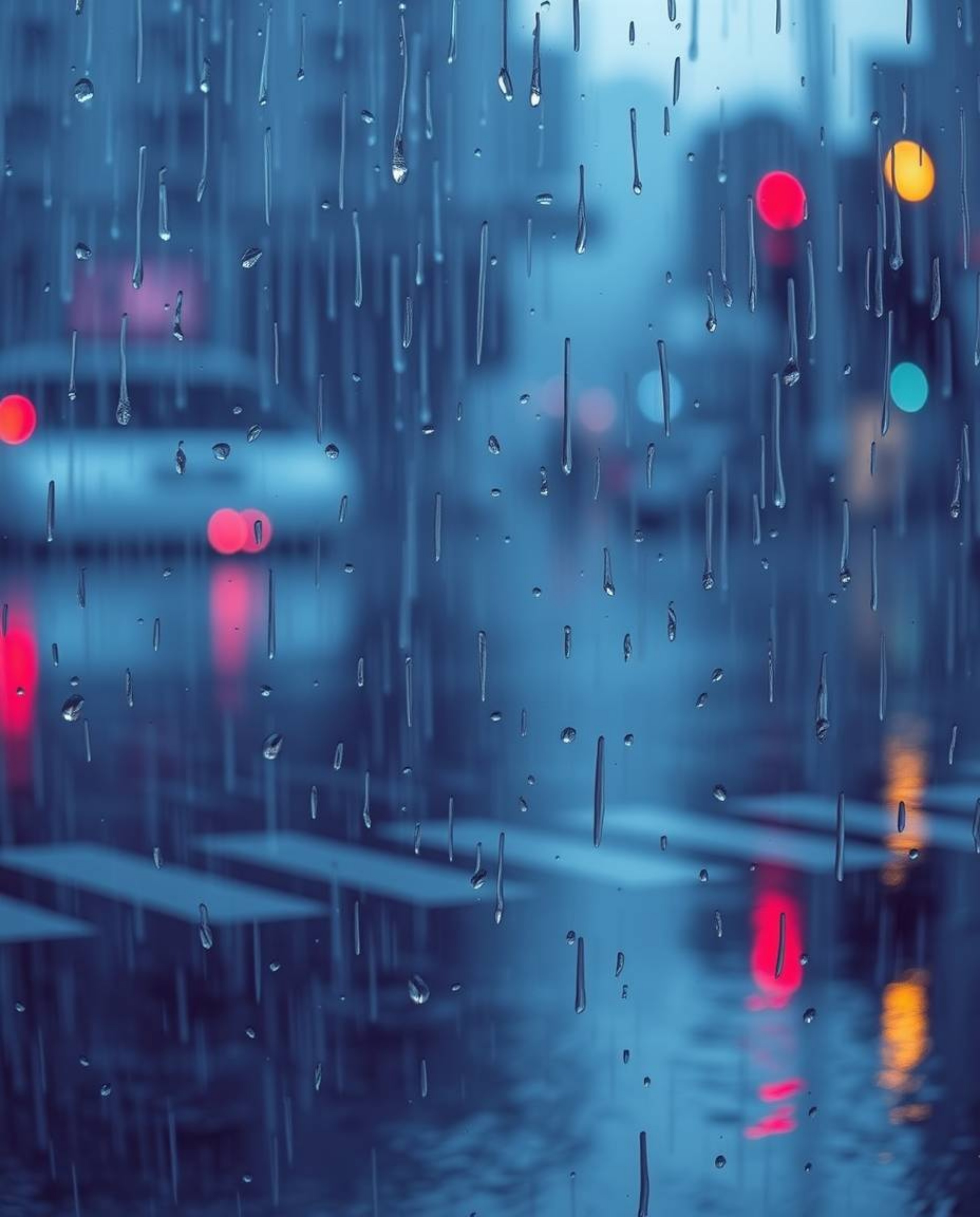 Discover stunning photography featuring a wet rainy scene with rich burgundy and deep blue tones, reflective surfaces, and a 
