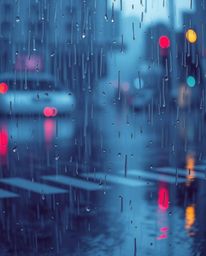 Discover stunning photography featuring a wet rainy scene with rich burgundy and deep blue tones, reflective surfaces, and a 
