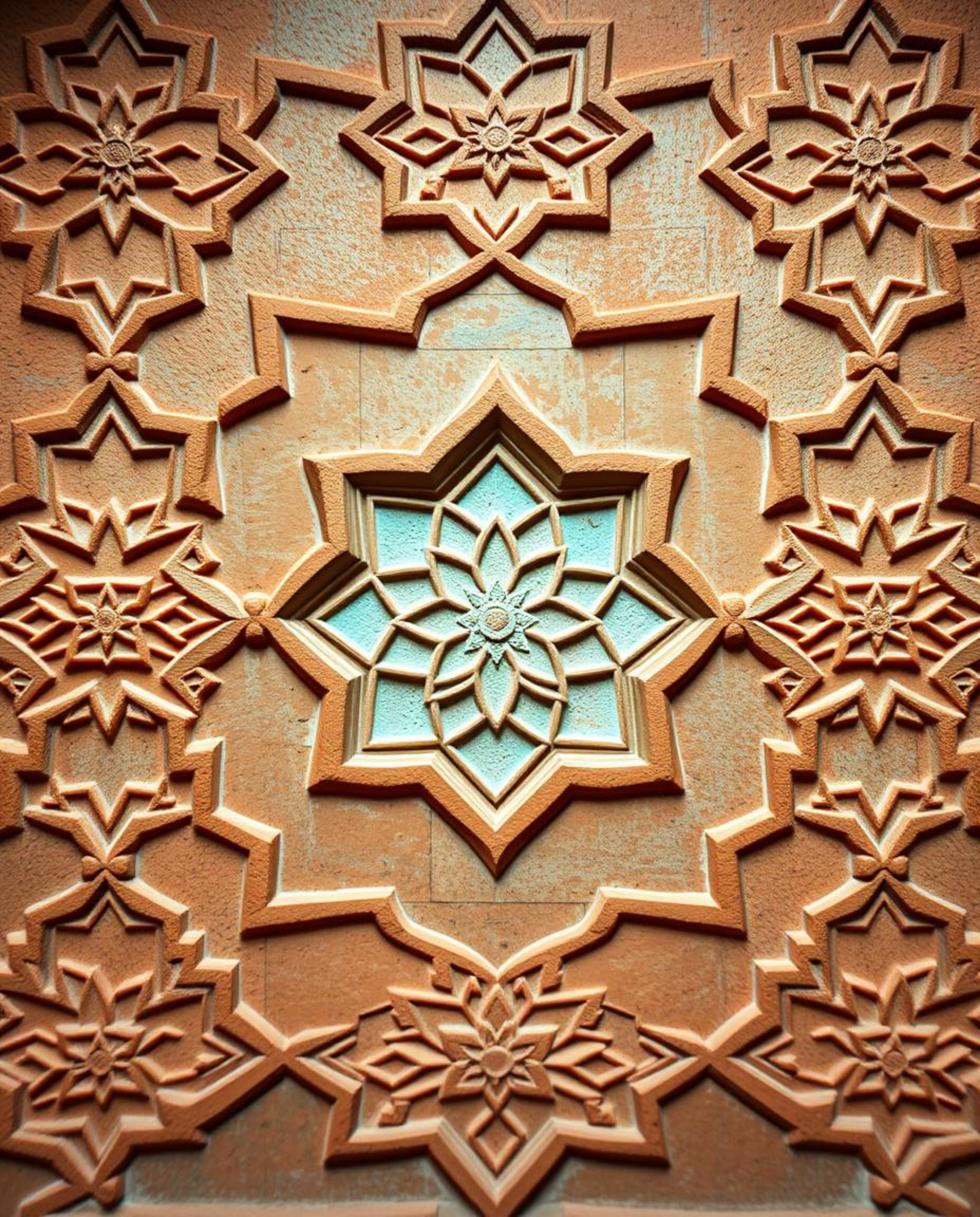 Explore the mesmerizing beauty of Islamic geometric patterns meticulously carved in stone. This collection showcases intricat