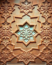 Explore the mesmerizing beauty of Islamic geometric patterns meticulously carved in stone. This collection showcases intricat