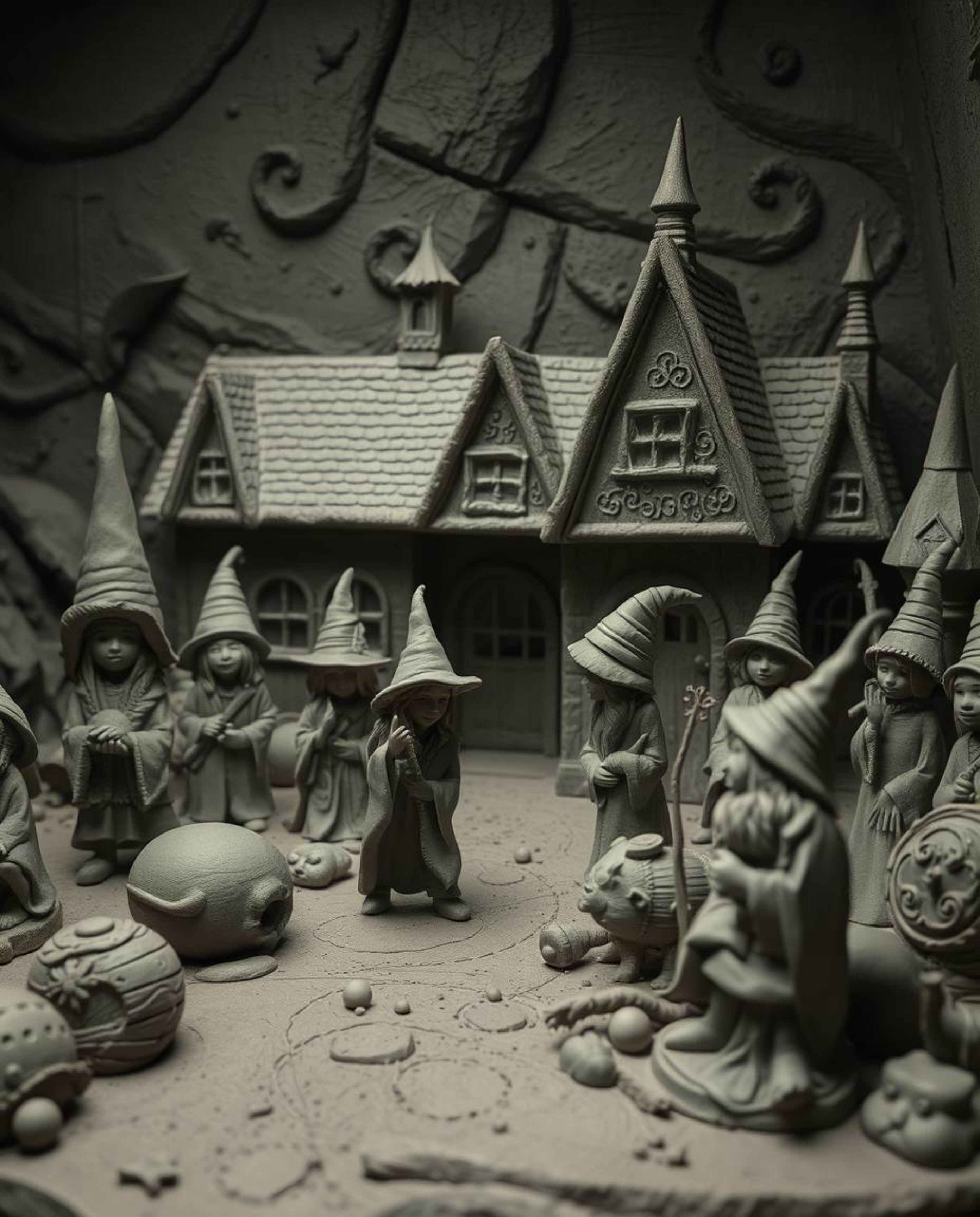 Explore the enchanting world of sculptural clay art featuring a magical school brimming with young wizards. This collection s