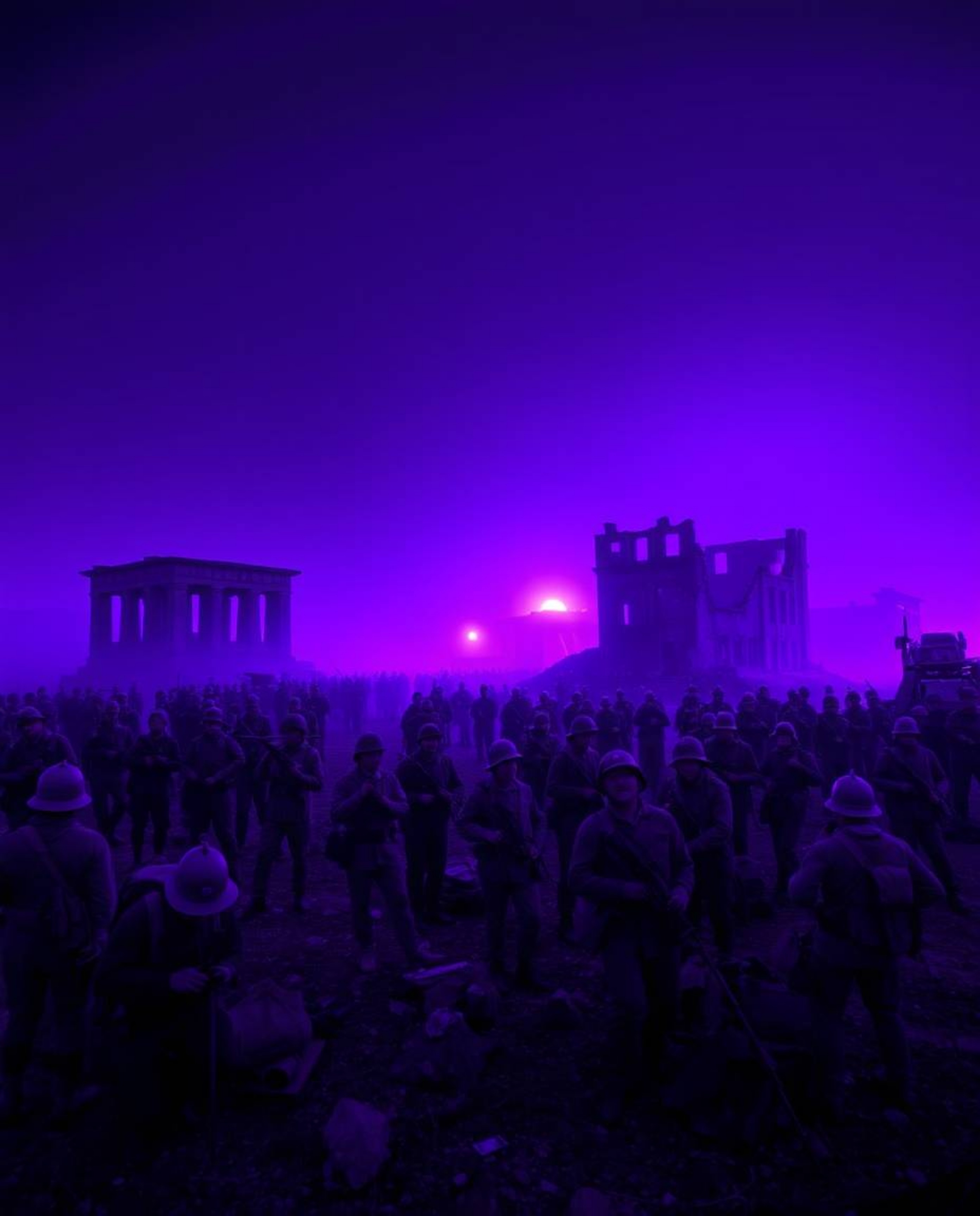 Explore the mesmerizing world of deep ultraviolet hues and long exposure photography. Witness a battlefield of time-warped so