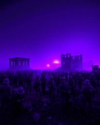 Explore the mesmerizing world of deep ultraviolet hues and long exposure photography. Witness a battlefield of time-warped so