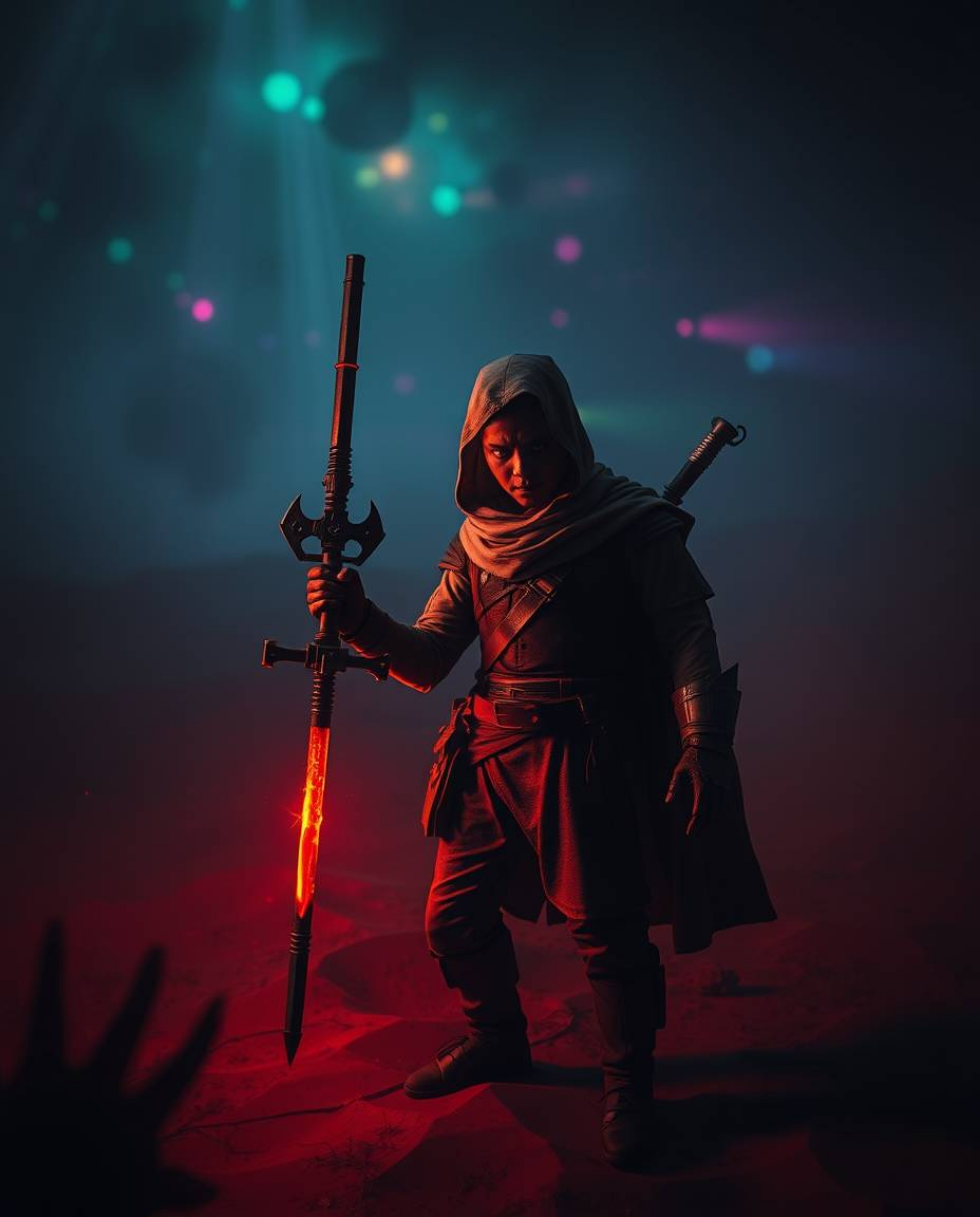 Embark on an eerie yet captivating Disney-style desert adventure with a brave hero. Experience iridescent colors and reflect