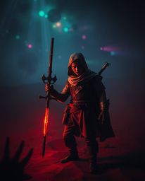 Embark on an eerie yet captivating Disney-style desert adventure with a brave hero.  Experience iridescent colors and reflect