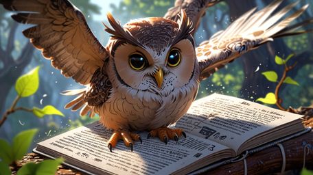 In a wonderfully imaginative scene, crafted in a blend of Pixar and anime styles, a wise blind owl teaches young birds to fly