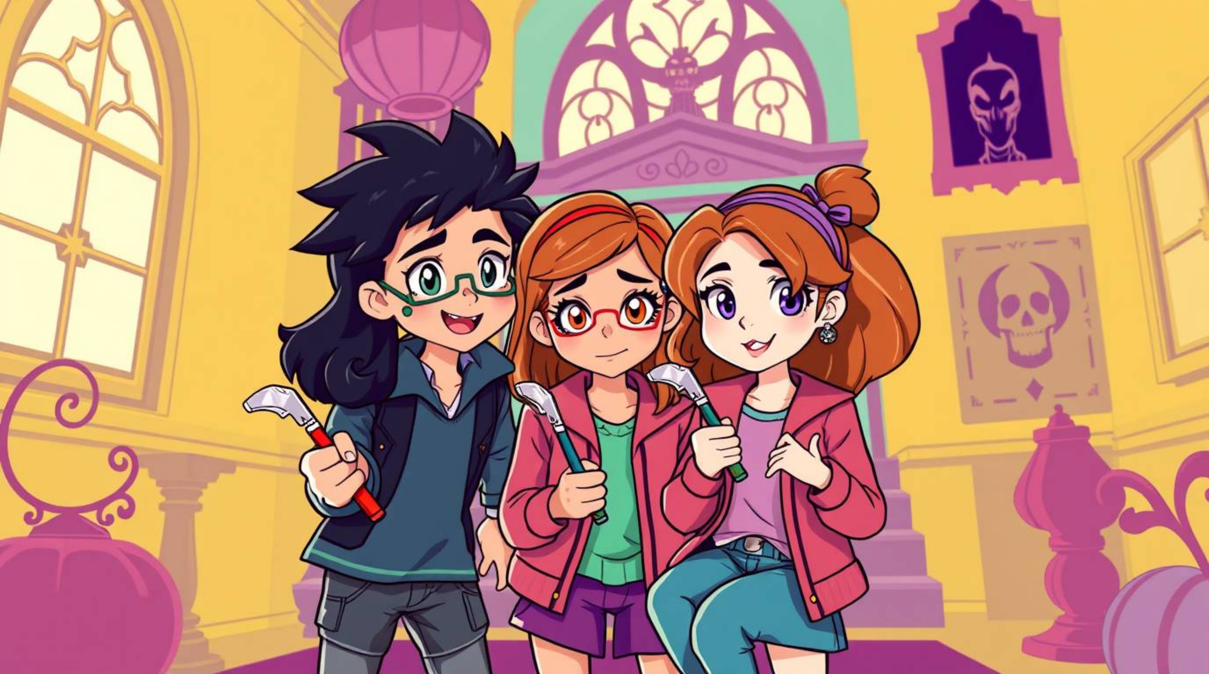 Follow a group of adorable and charming teenagers as they unravel a thrilling mystery within a brightly colored haunted mansi