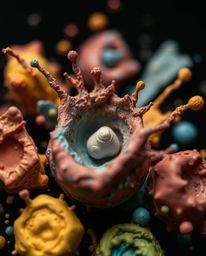 Explore the mesmerizing world of extreme macro clay art captured in a freeze-frame artistic photograph. Sculpted and textured