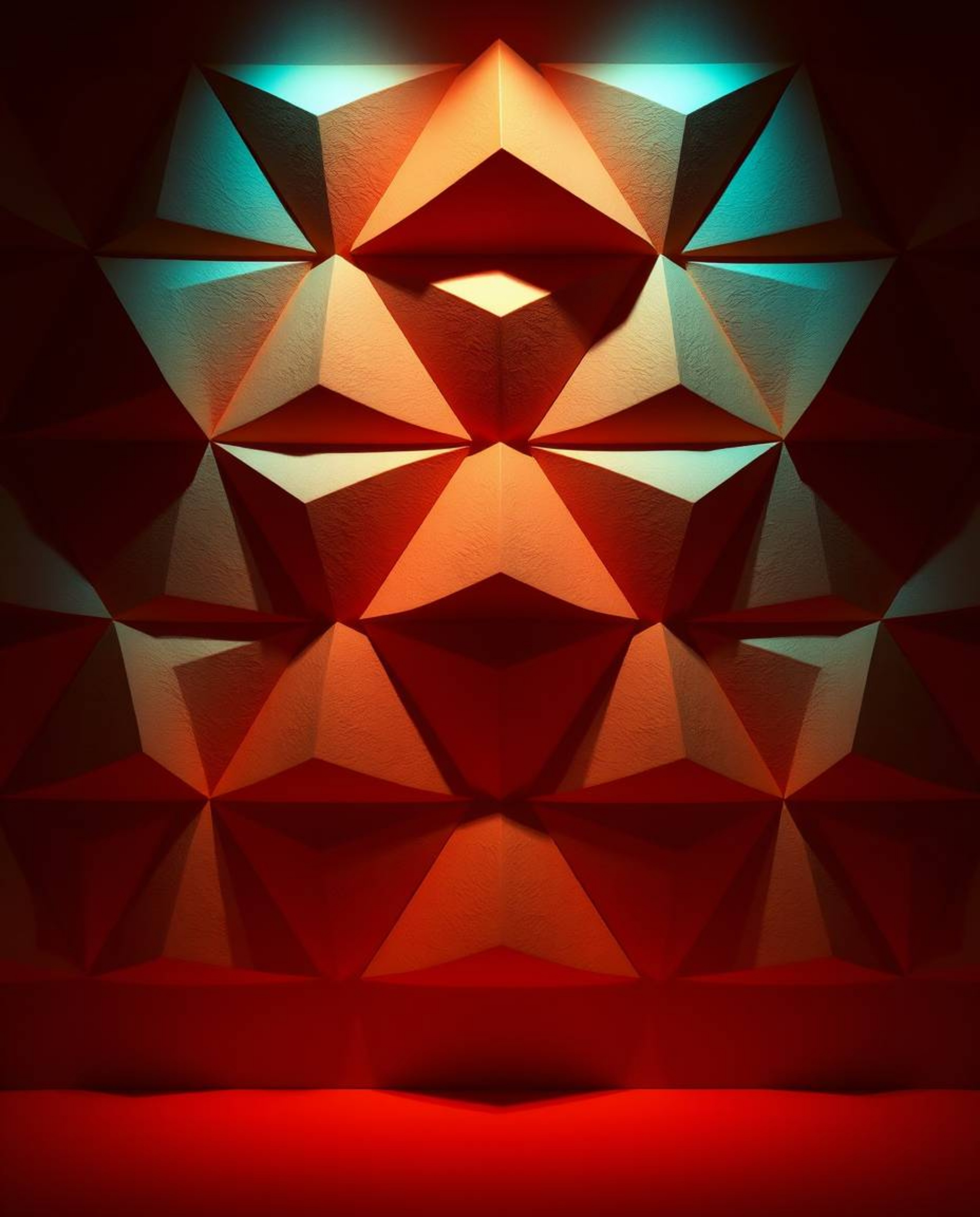 This series explores high-contrast, low-key lighting in monochrome, showcasing a 3D geometric pattern reminiscent of folded p