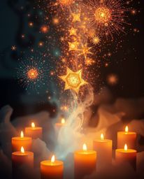 Experience a mesmerizing blend of intricate origami art and cosmic wonder.  Warm candlelight illuminates a dreamy scene where