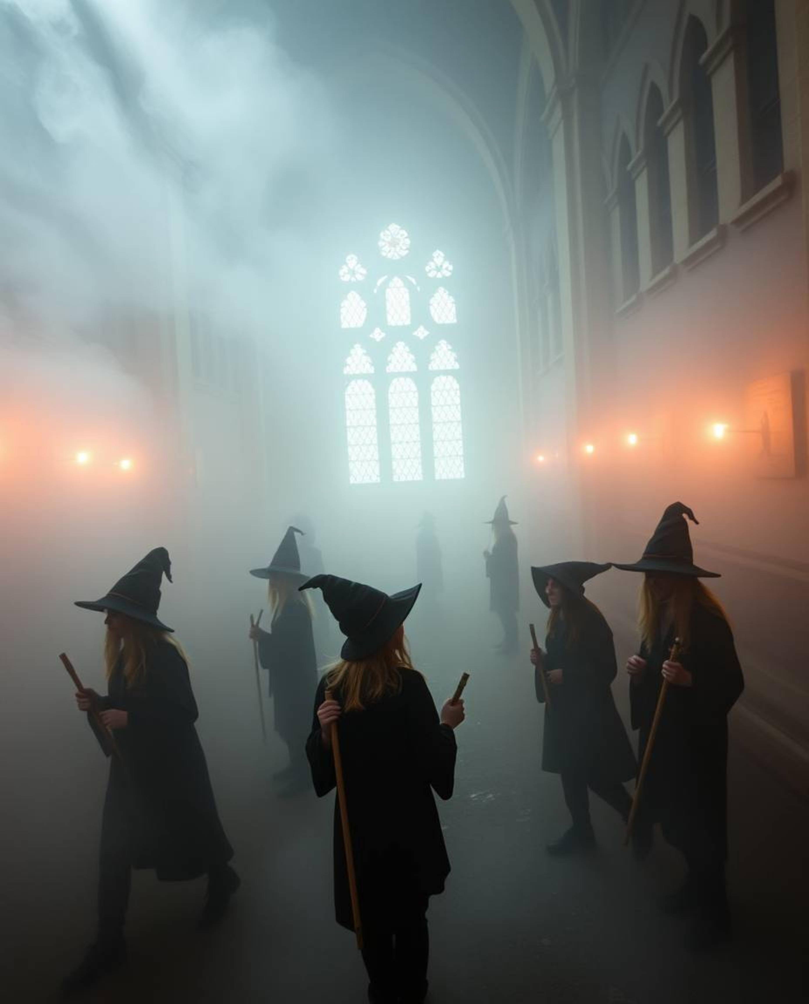 Step into a magical school where young wizards are immersed in an ethereal and spiritual atmosphere.  A thick fog limits visi