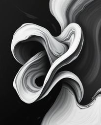 Explore a classic black and white oil painting featuring a captivating 3D illustration of fluid shapes seamlessly morphing in