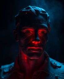 Discover stunning digital glitch art portraits in a sculptural clay style.  These unique pieces feature volumetric lighting, 