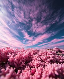 An extreme macro close-up captures a colorful sky over a coral reef at low tide, employing surreal infrared tones for an othe