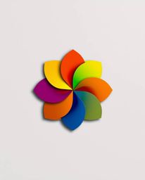 This logo design features vibrant complementary colors arranged in geometric shapes with clean lines, creating a balanced and