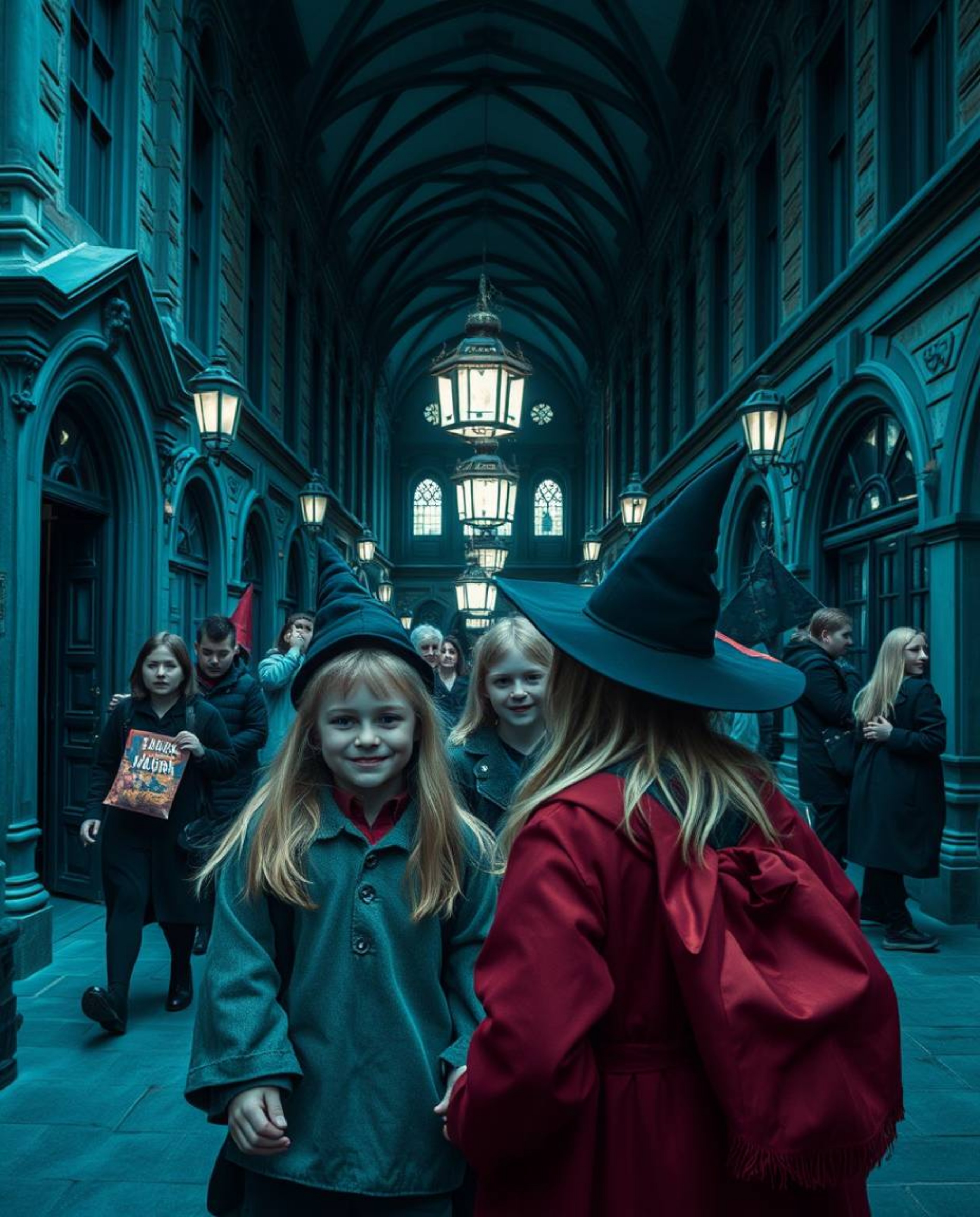 Discover captivating candid street photography showcasing a vibrant magical school brimming with young wizards.  This unique 