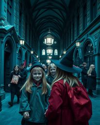 Discover captivating candid street photography showcasing a vibrant magical school brimming with young wizards.  This unique 