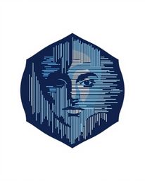 A captivating logo design featuring geometric shapes and clean lines, depicting a digital glitch transforming a human face in