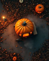 Witness a magical transformation as a pumpkin morphs into a magnificent carriage, captured from a breathtaking high overhead 