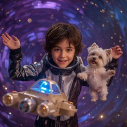Immerse yourself in this exquisite high fashion photography featuring a boy with bright, curious eyes and a gentle smile, con