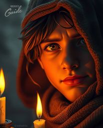 A captivating digital painting showcases an extreme macro close-up of a brave Disney-style hero embarking on a desert adventu