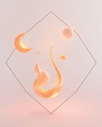 This logo design features a soft, dreamy aesthetic with a 3D render of warm candlelight-inspired, translucent, fluid organic 