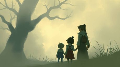 Experience a heartwarming family reunion depicted in a stunning digital sketch with loose, painterly strokes and an epic colo