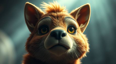 Discover stunning 16:9 artwork featuring a graceful, sarcastic animal sidekick with expressive eyes and refined features.  Il