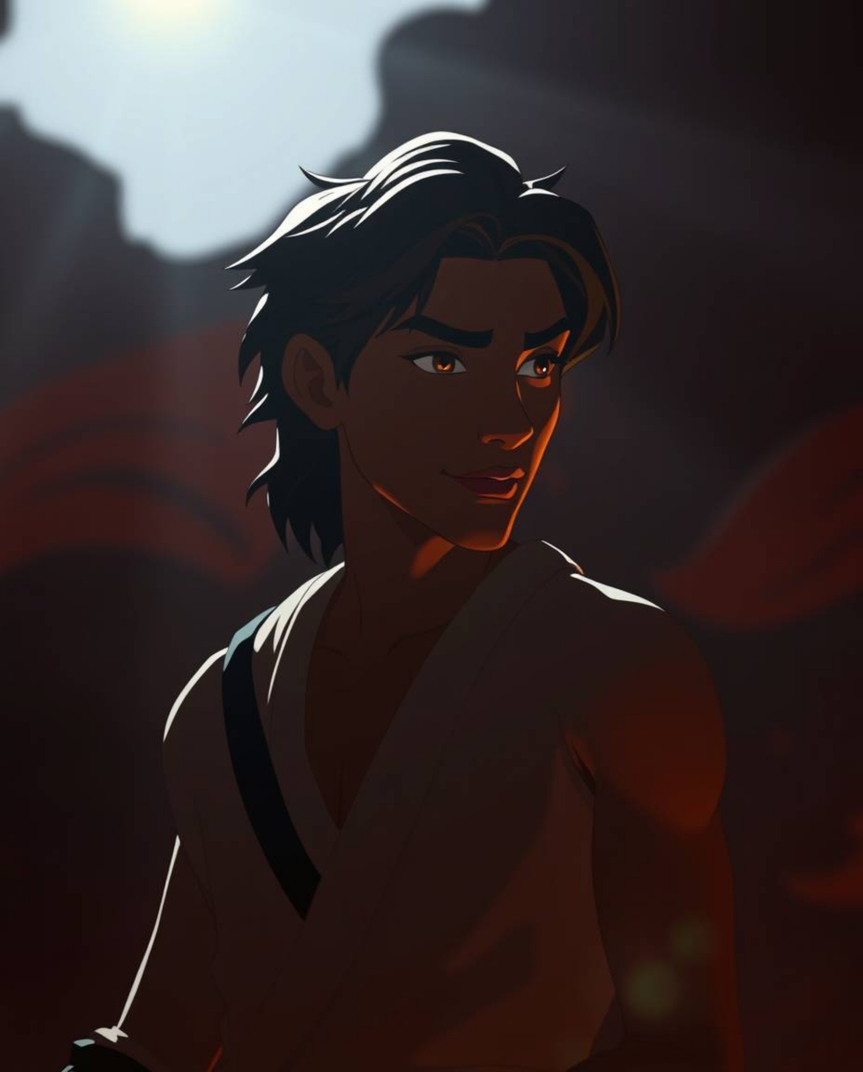 A captivating image depicts a graceful, Disney-style hero embarking on a desert adventure.  The chiaroscuro lighting creates 