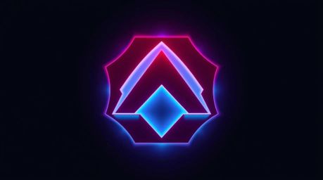 A captivating logo design showcases geometric shapes and clean lines, glowing with rich burgundy and deep blue bioluminescent