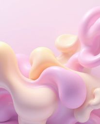 This stunning 3D rendering showcases abstract liquid forms in a mesmerizing array of pastel colors. Volumetric lighting enhan