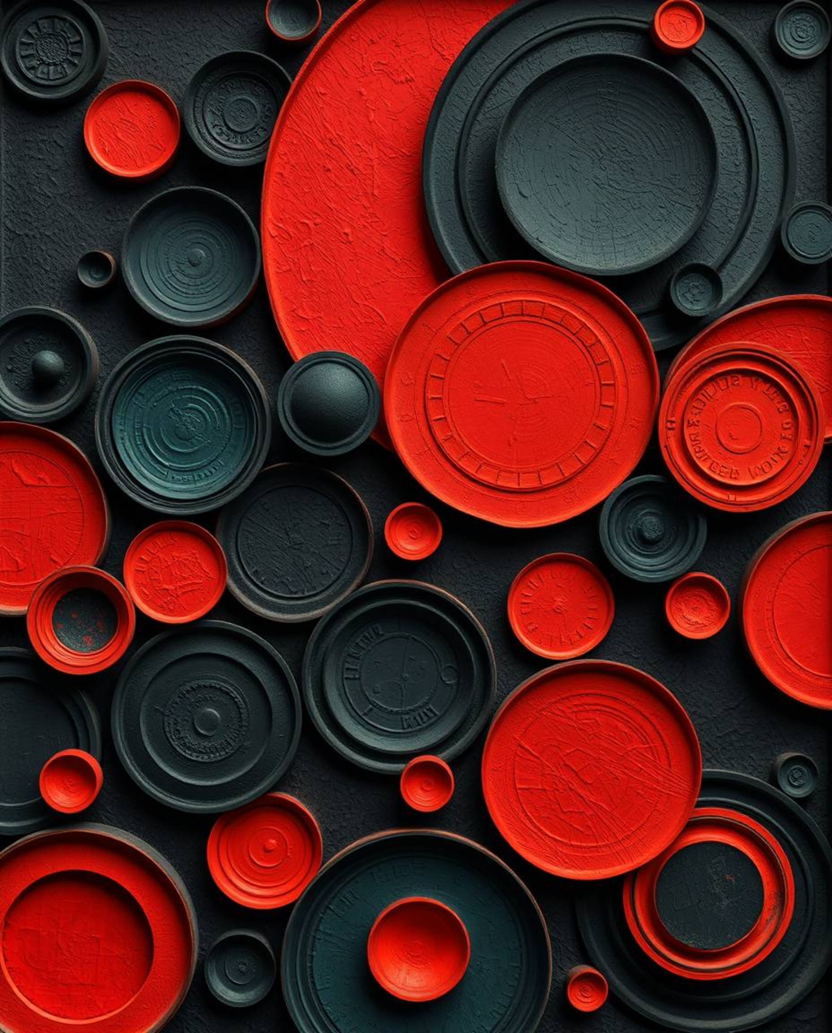 Explore a unique collection of minimalist geometric artwork featuring vibrant colors and unsettling details.  These sculpted 