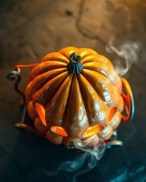 Witness the enchanting transformation of a magical pumpkin into a glittering carriage! This overhead shot showcases iridescen