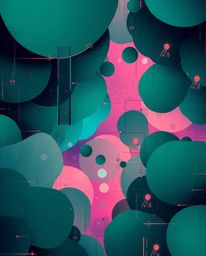 Immerse yourself in a captivating world of rich, deep teal abstract shapes, enhanced by mesmerizing glitch effects, fragmenta
