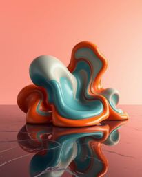 Explore captivating sculptural 3D fluid shapes crafted from mercury, showcasing a reflective surface illuminated by studio li