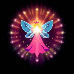 This logo concept features a modern and inspiring design centered around a bright lens flare effect. A fairy godmother figure