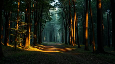 Immerse yourself in a captivating chase through a looping forest, rendered with seamless color blending and striking chiarosc