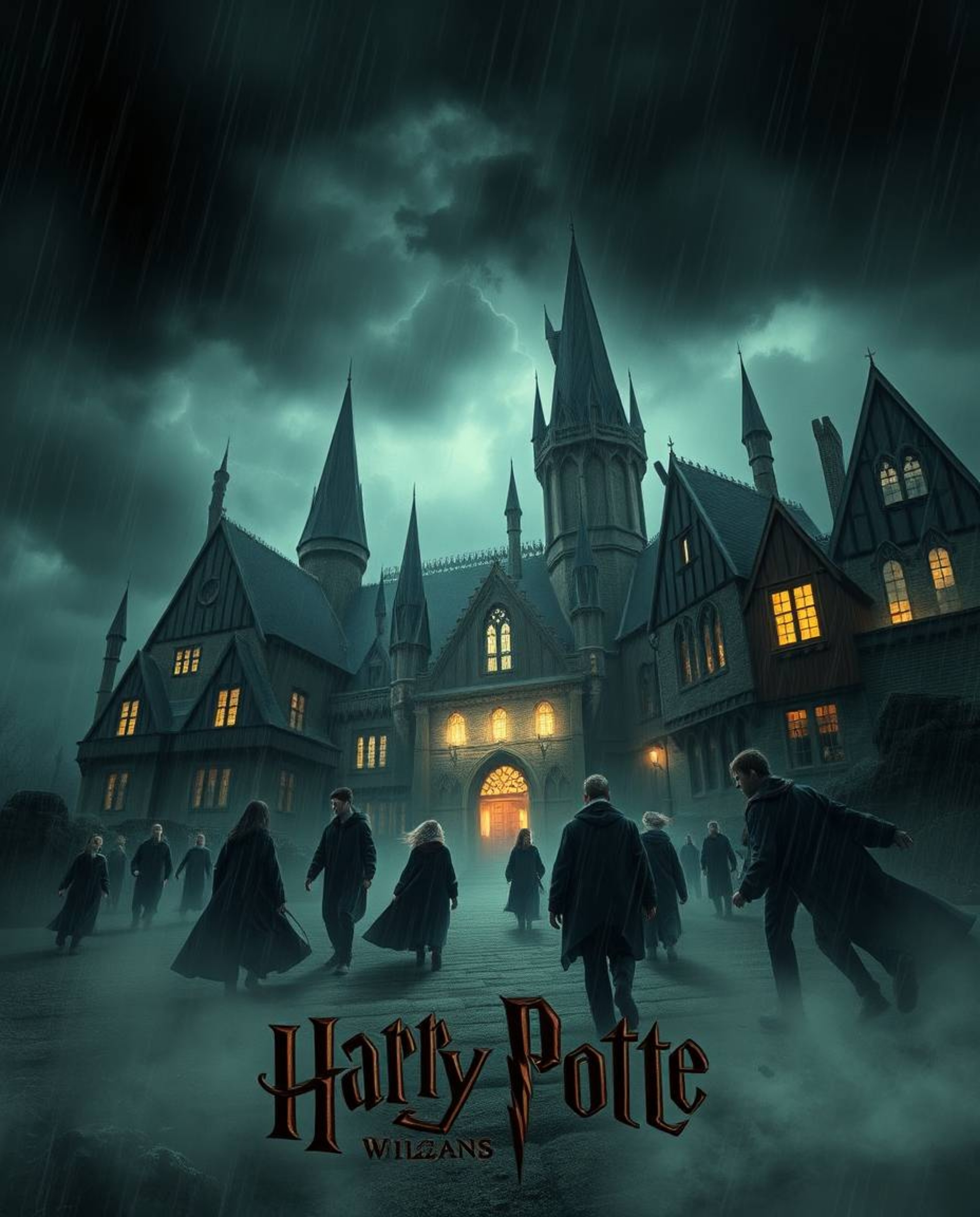 Experience an eerie and unsettling atmosphere within a magical school teeming with young wizards, captured with intense drama