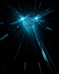 Experience the mesmerizing visuals of glitched geometric shapes floating in a vibrant cyberspace.  This captivating imagery e