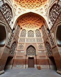 Explore stunning architectural photography showcasing intricate Islamic geometric patterns carved in stone. This collection f