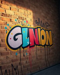 A captivating image showcasing a grand-scale graffiti artwork on a brick wall.  The vibrant, colorful splashes are rendered i