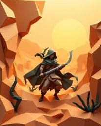 Embark on a mystical desert adventure with a brave hero, depicted in stunning origami art. This Disney-inspired piece feature