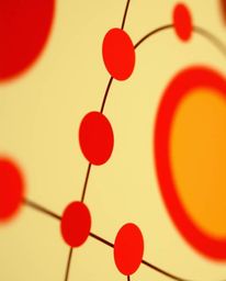 This artwork showcases a minimalist geometric pattern of circles and lines in the Bauhaus style, captured in a close-up, fine